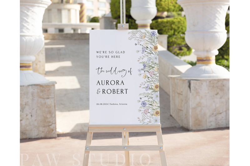 wildflower-wedding-welcome-sign-canva-portrait-boho-floral-garden-wedd