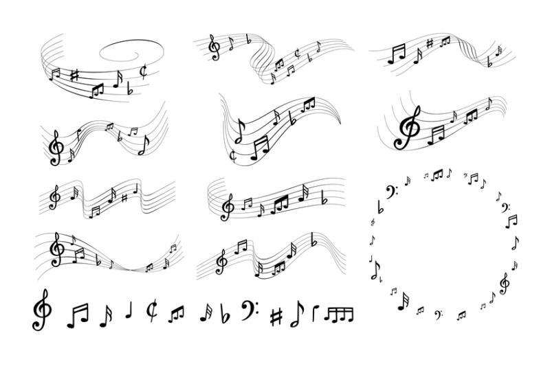 sheet-music-notes-elegant-musically-lines-musical-notation-swirls-wi