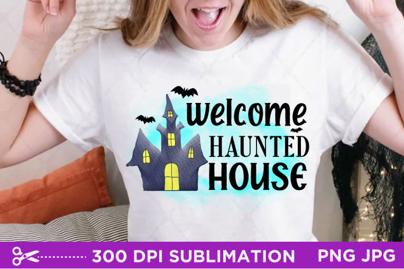 welcome-haunted-house-sublimation-halloween-sublimation-sublimation