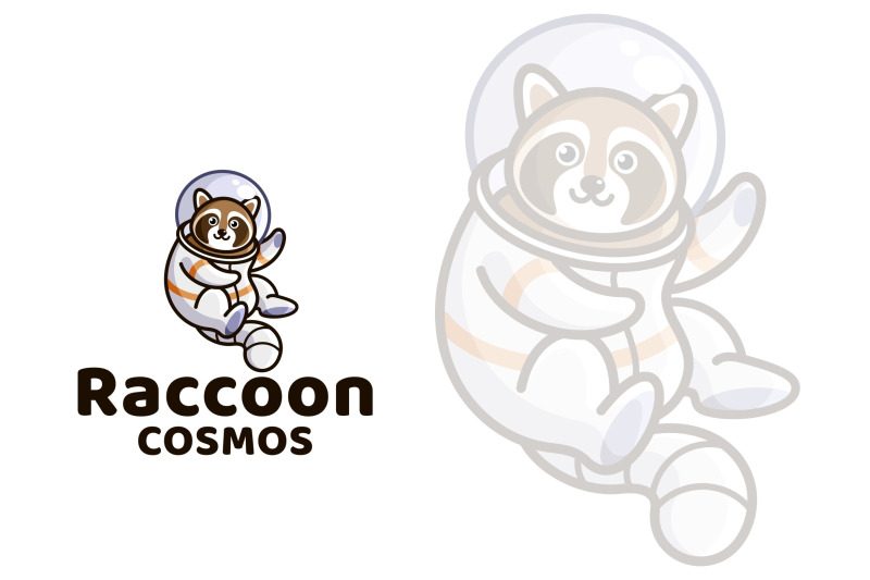 raccoon-cosmos-cute-kids-logo-template