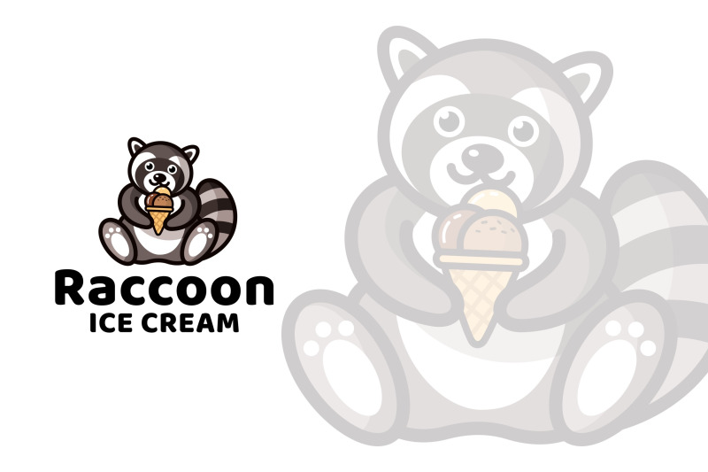 raccoon-ice-cream-cute-logo-template