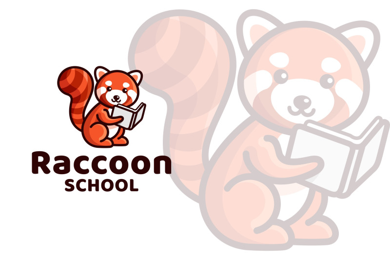 raccoon-school-cute-logo-template