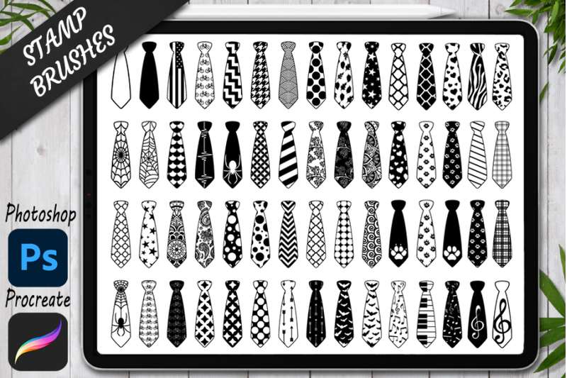 necktie-stamps-brushes-for-procreate-and-photoshop-ties-bundles