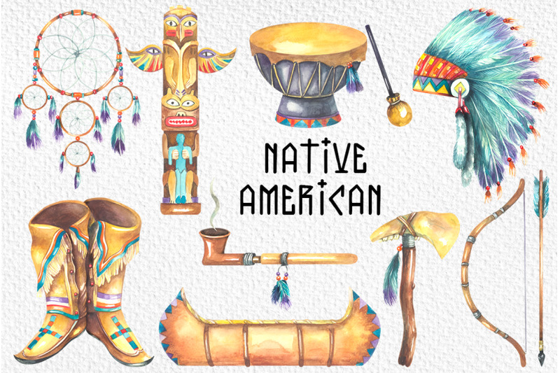 native-american-watercolor-cliparts
