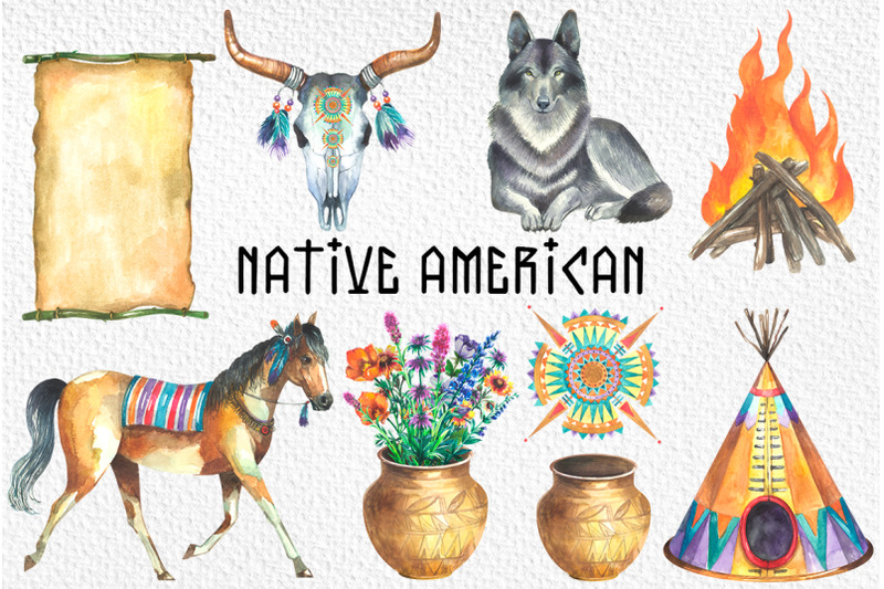 native-american-watercolor-cliparts