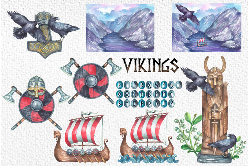 viking-watercolor-cliparts