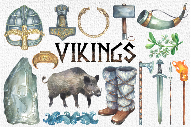 viking-watercolor-cliparts