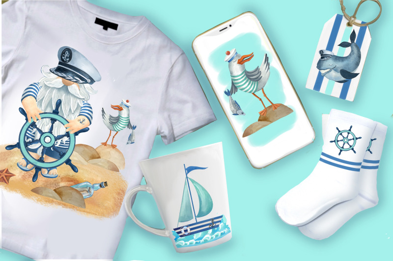 sea-gnomes-watercolor-nautical-ready-made-composition