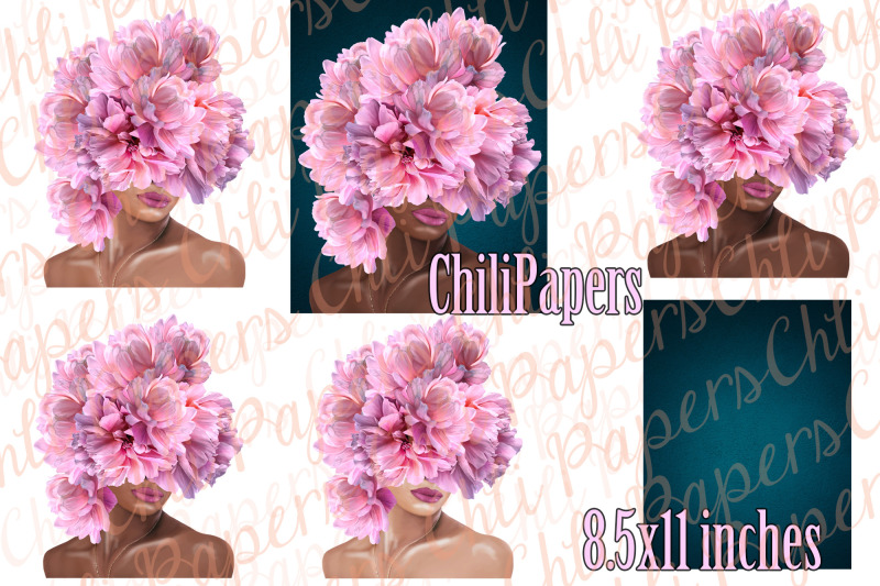 woman-head-flowers-wall-art-girls-clipart-cute-girl-clipart