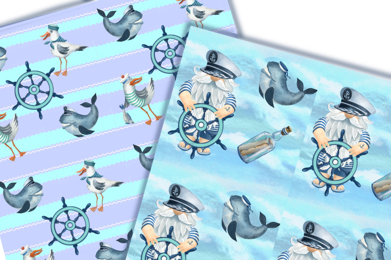 sea-gnomes-nautical-digital-paper