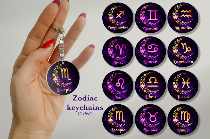 zodiac-sign-keychain-sublimation-png-design-keychain-bundle