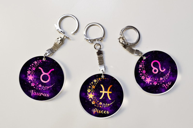 zodiac-sign-keychain-sublimation-png-design-keychain-bundle