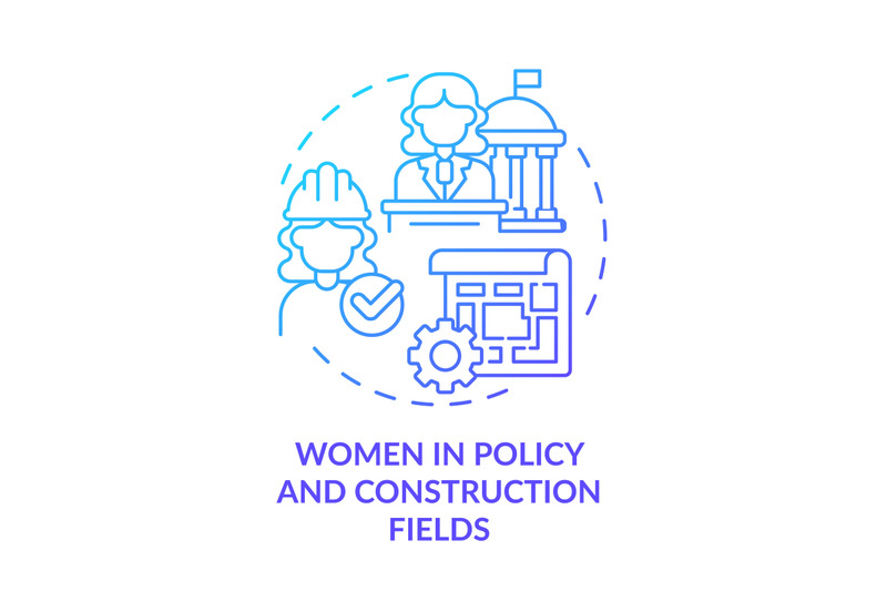 women-in-policy-and-construction-fields-blue-gradient-concept-icon