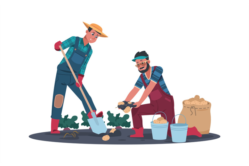 agricultural-work-cartoon-farmers-working-in-field-cute-men-digging