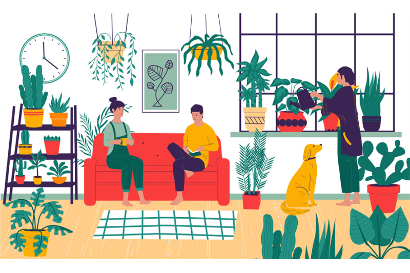 home-plants-cartoon-people-grow-ficuses-in-apartments-comfortable-ro