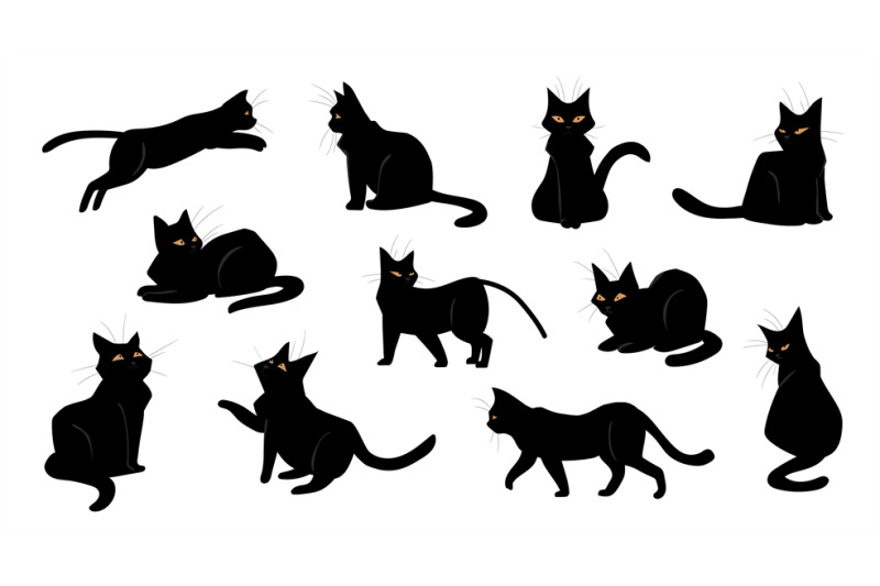 cat-cartoon-black-kitten-sitting-and-walking-standing-or-jumping-po