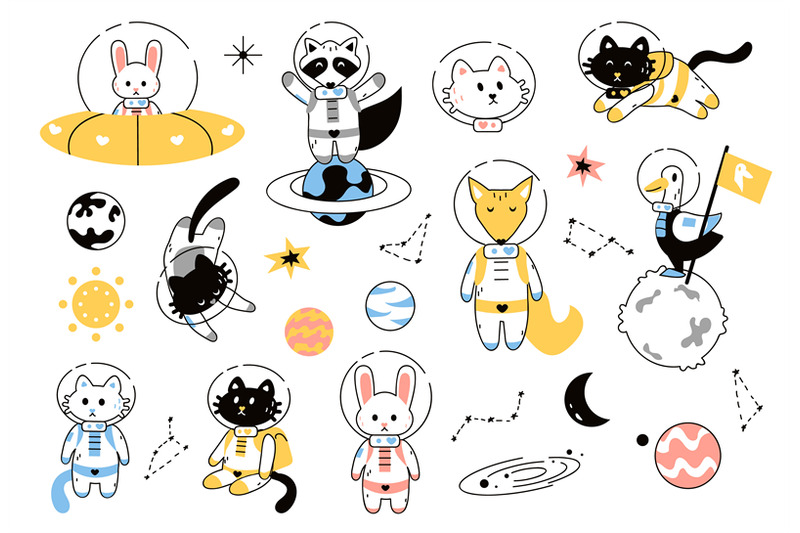 space-animals-adventure-astronauts-on-alien-planet-and-galaxy-cats-a