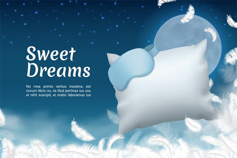 sweet-dreams-poster-realistic-sleep-mask-and-soft-pillow-comfortable