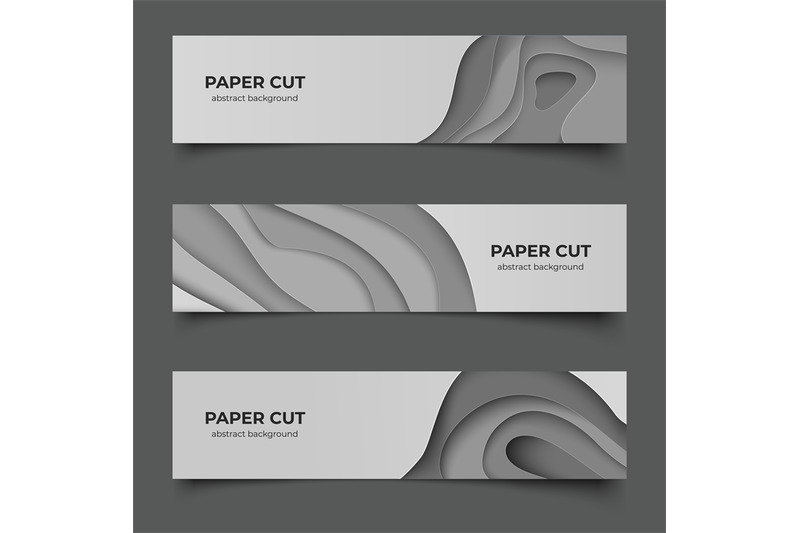 paper-cut-horizontal-banners-abstract-3d-flyers-origami-multilayer-s