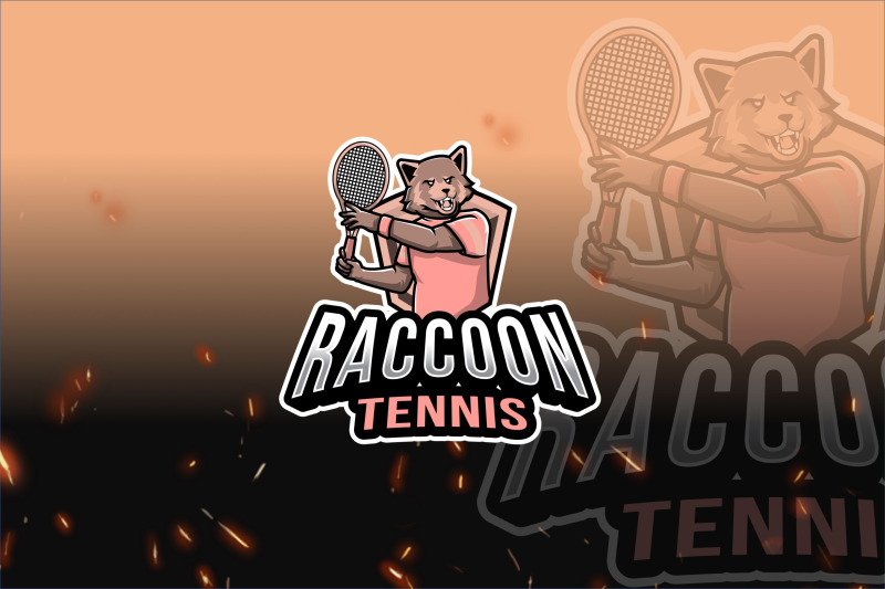 raccoon-tennis-sport-logo-template