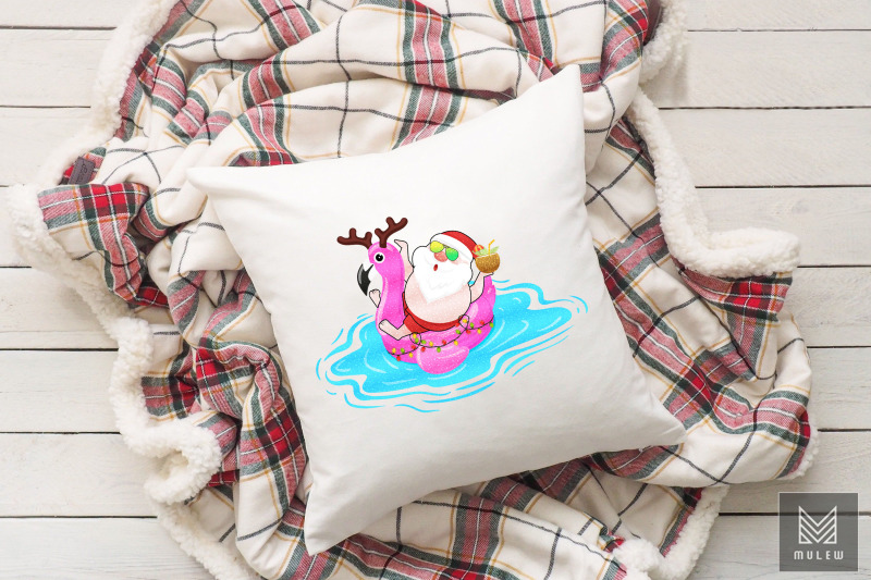 santa-relaxing-on-a-flamingo-float