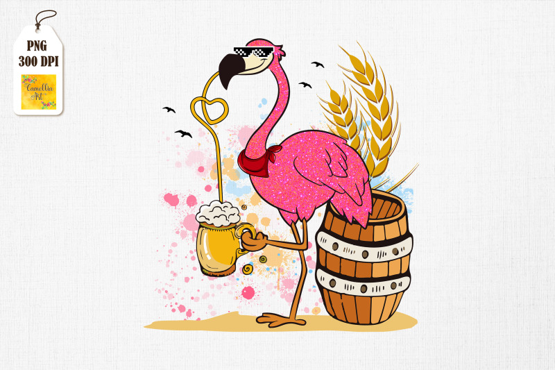 flamingo-drinks-beer