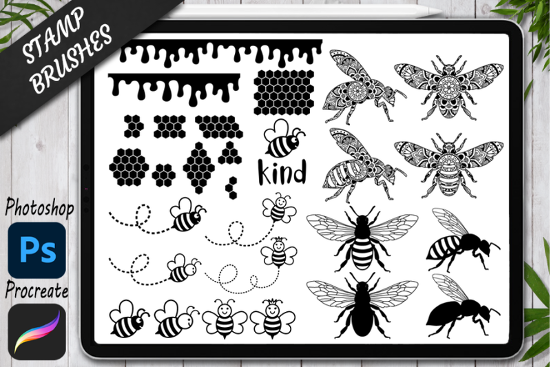 bee-stamps-brushes-for-procreate-and-photoshop-honeycombs-procreate