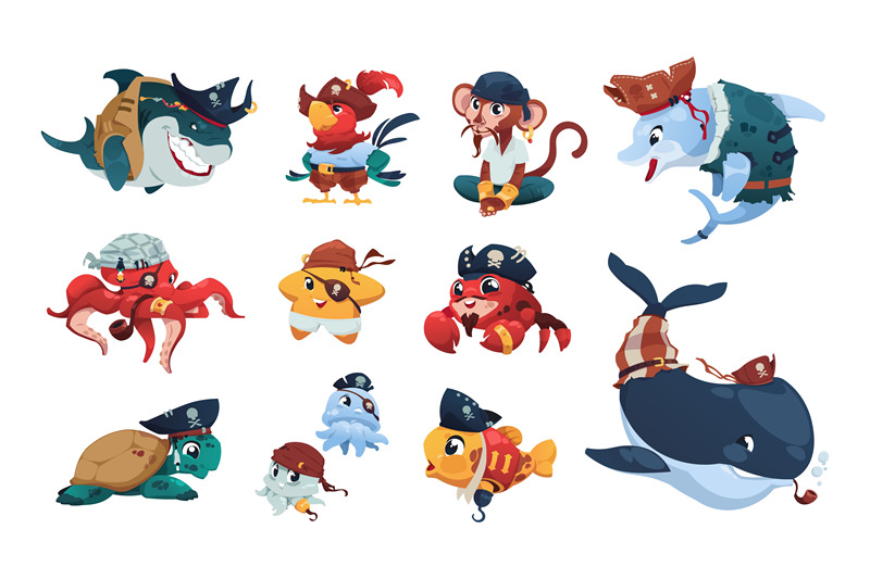 pirate-sea-animals-cartoon-nautical-animals-wearing-pirate-hats-and-b