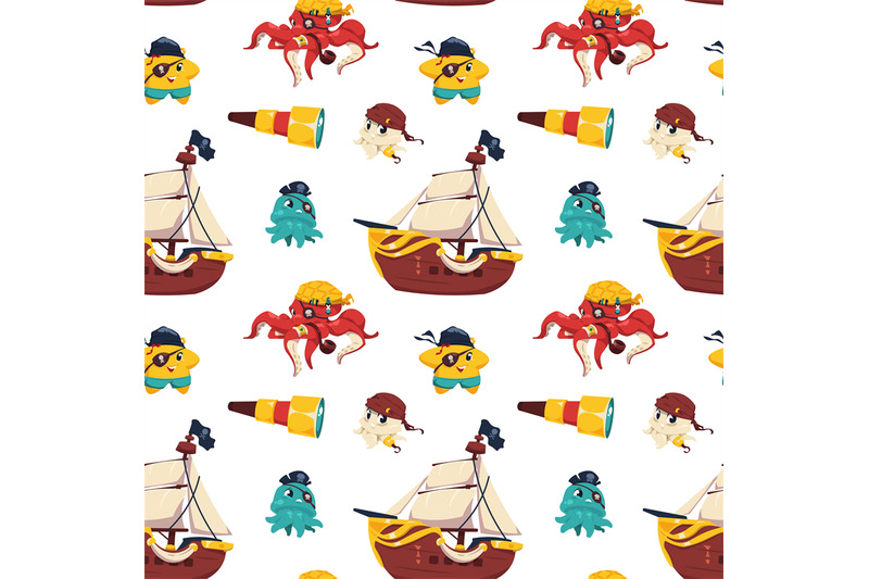 pirate-animals-pattern-seamless-print-of-nautical-underwater-animals