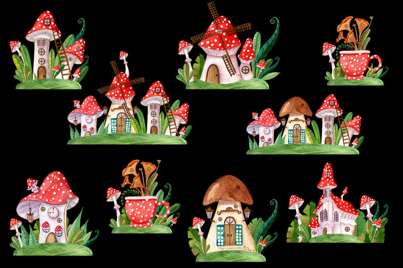 set-of-beautiful-mushroom-houses-fabulous-compositions