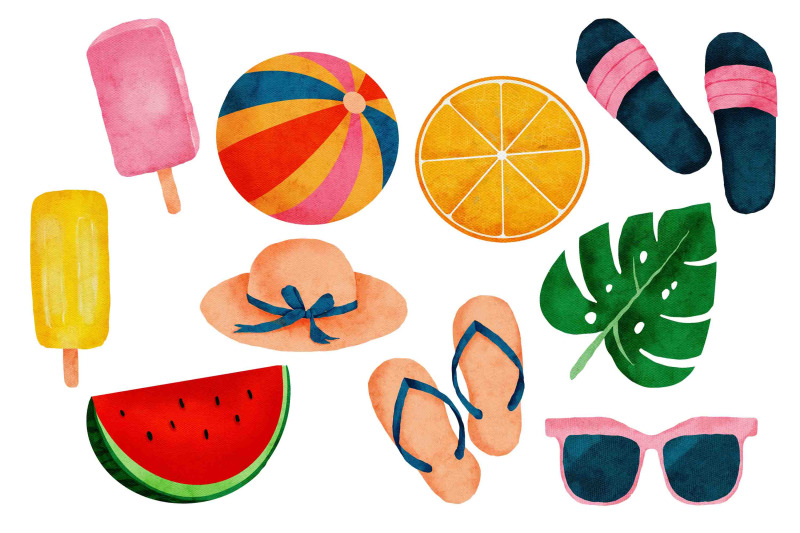watercolor-summer-holiday-illustration-set
