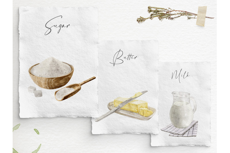 watercolor-baking-clipart-cooking-elements-ingredients-hand-drawn-png