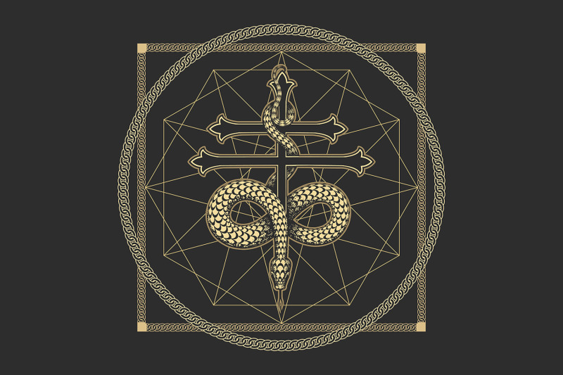 snake-on-a-cross-medieval-esoteric-symbol-illustration