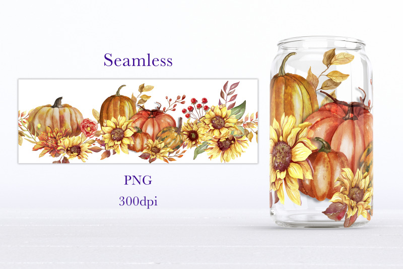 sunflower-and-pumpkin-glass-can-wrap-fall-libbey-can-design