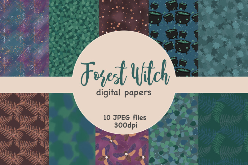 forest-witch-pattern-halloween-digital-paper