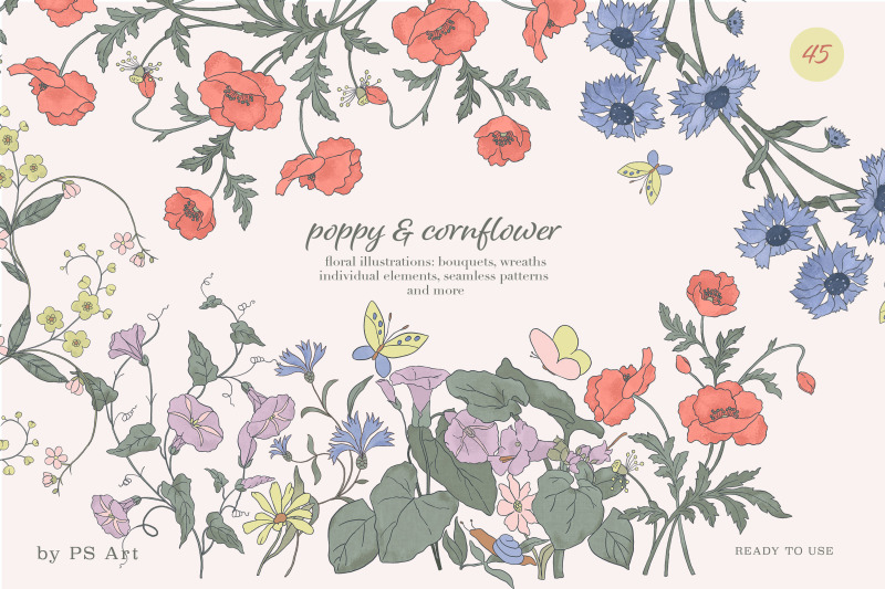 meadow-poppy-cornflower-set