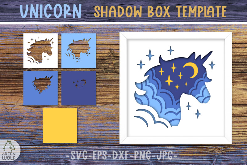 unicorn-shadow-box-svg-unicorn-3d-layered-svg-papercut-3d-card-svg