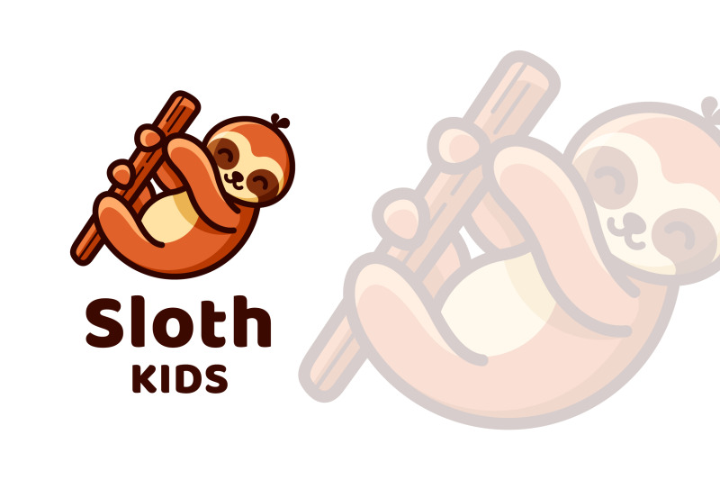 sloth-kids-cute-logo-template