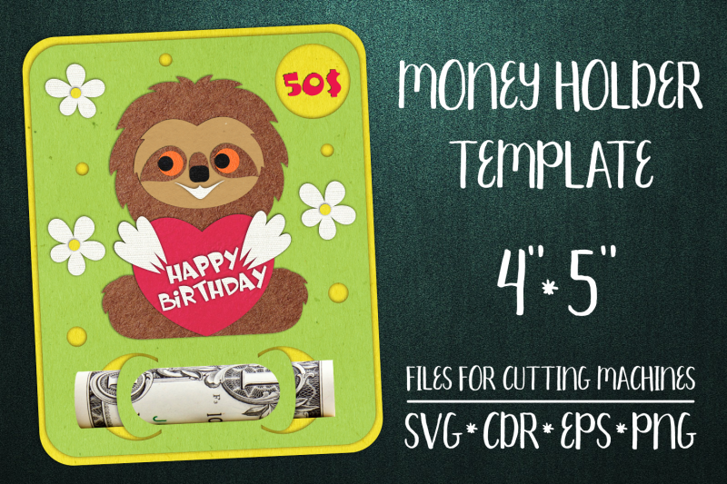 sloth-birthday-card-money-holder-template