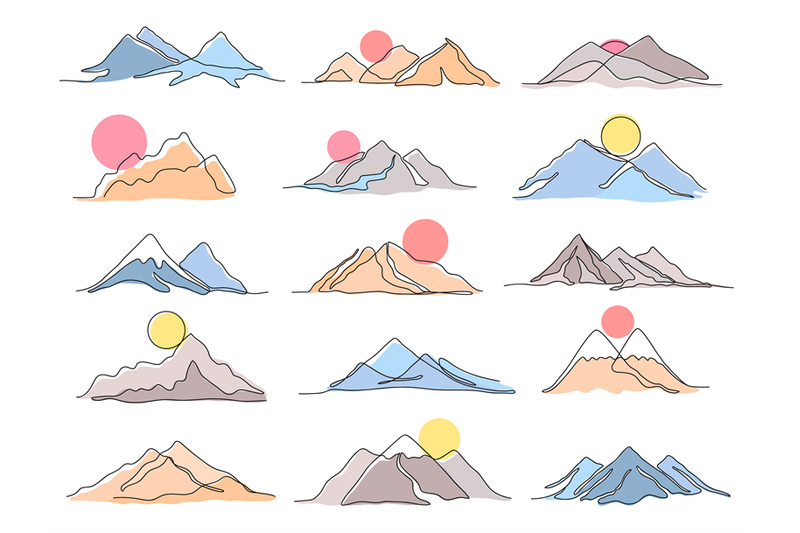 one-line-mountains-range-landscape-sunset-sun-under-mountain-peak-mi