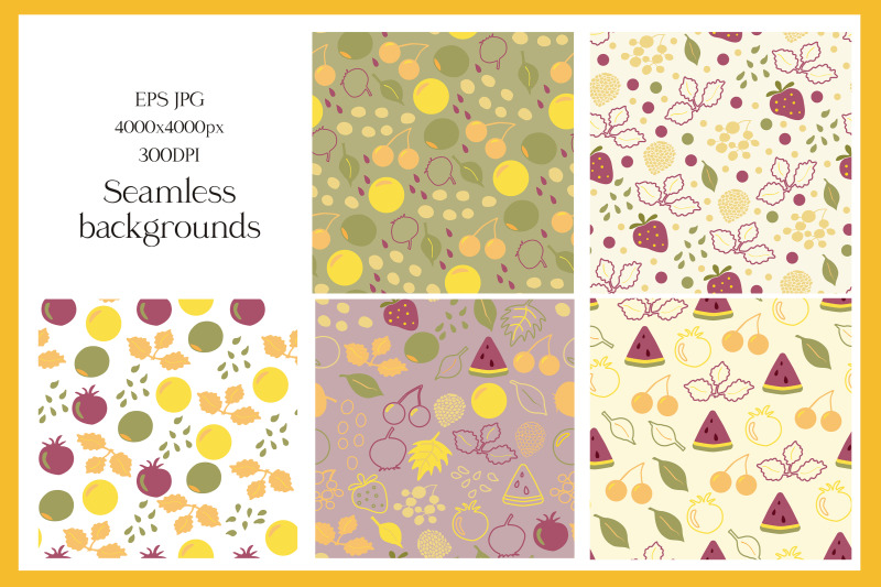 summer-berries-and-leaves-seamless-patterns-papers