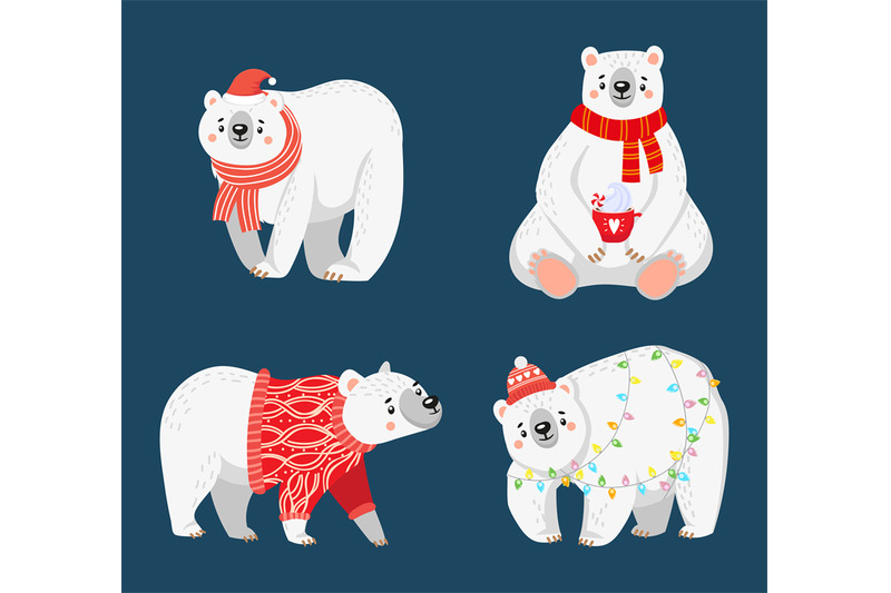 christmas-polar-bears-cute-characters-wearing-winter-holiday-sweaters