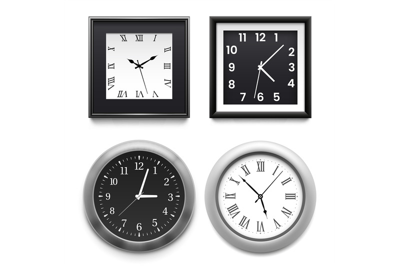 realistic-wall-clocks-modern-round-and-square-silver-office-or-home-c