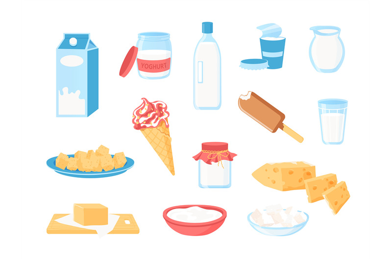 milk-products-cartoon-dairy-farm-food-organic-cheese-creams-ice-crea