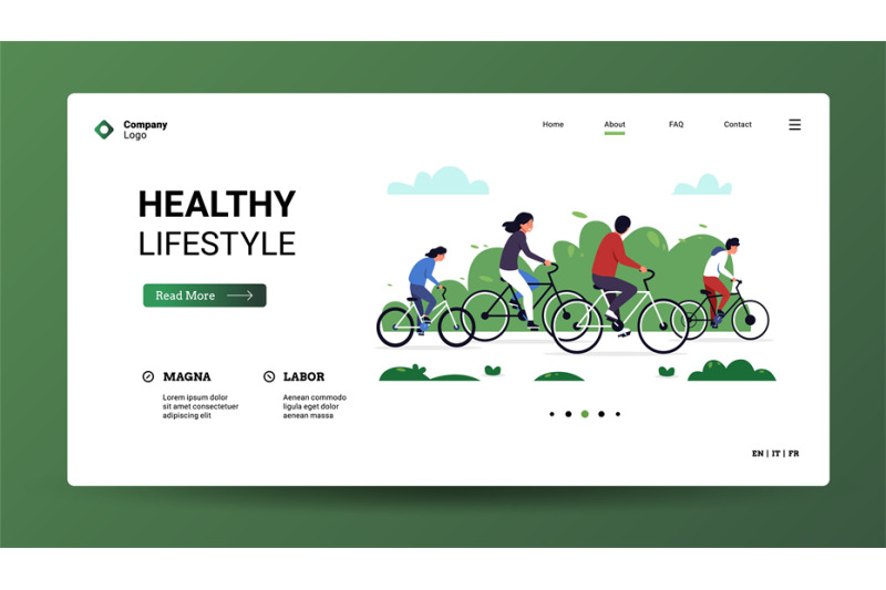 bicycle-landing-web-page-template-with-character-on-bike-ride-in-park