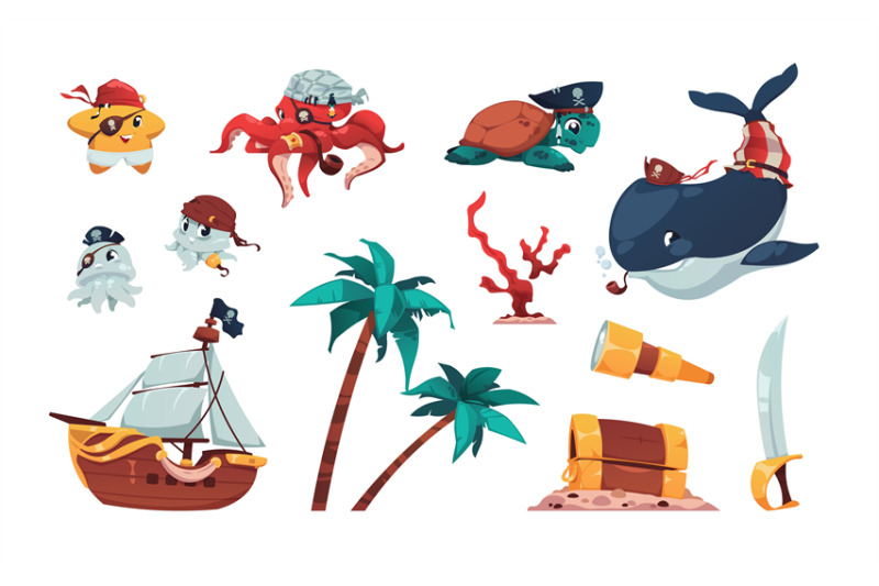 cartoon-pirate-collection-cute-marine-animals-in-pirate-costumes-spy