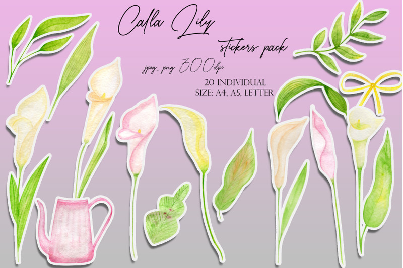 watercolor-calla-lily-stickers-pack