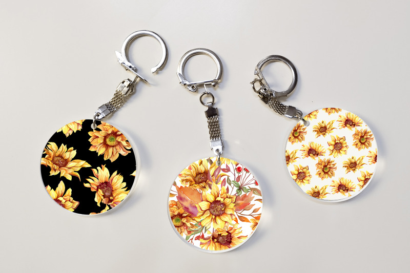 sunflower-keychain-bundle-fall-keychain-sublimation-design