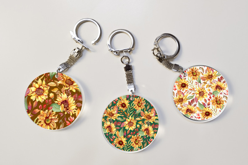 sunflower-keychain-bundle-fall-keychain-sublimation-design