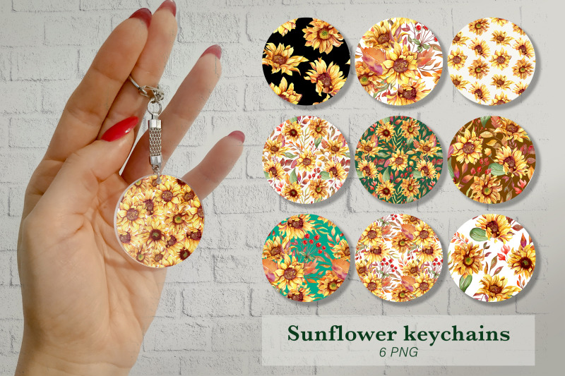 sunflower-keychain-bundle-fall-keychain-sublimation-design